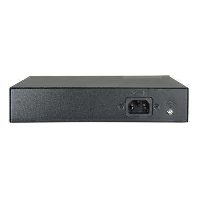 Dispositivo preto com entrada AC IN e parafusos