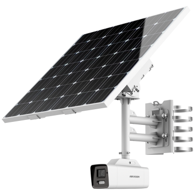 Câmara de vigilância com painel solar e suporte metálico