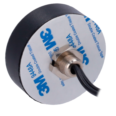 Produto redondo com base adesiva 3M e cabo preto