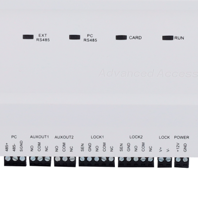 Painel branco com conexões elétricas rotuladas