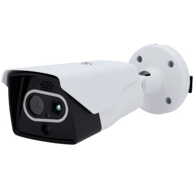 Câmara de segurança cctv branca e preta com lente dupla e base redonda