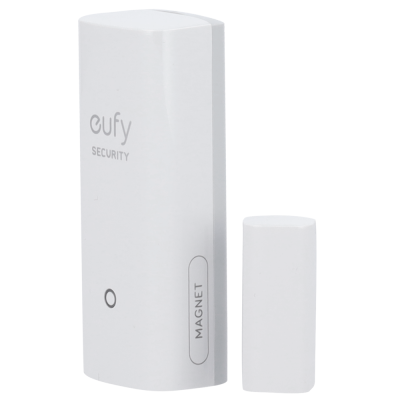sensor de segurança eufy branco com duas partes retangulares