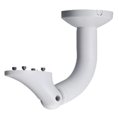 Suporte curvo branco para montagem com quatro parafusos