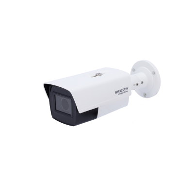 câmara de segurança branca e preta HIKVISION HiWatch Series com suporte de fixação redondo branco
