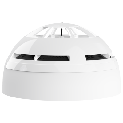 Detector de fumo branco com ventilações pretas
