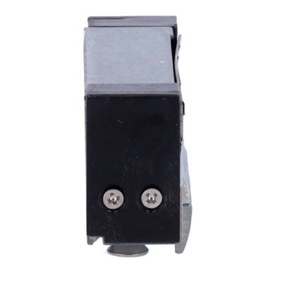 Disjuntor elétrico preto com parafusos visíveis