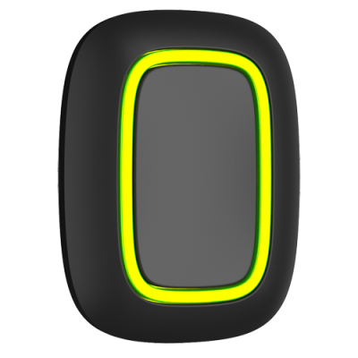 Dispositivo eletrônico preto com detalhe verde fluorescente no centro