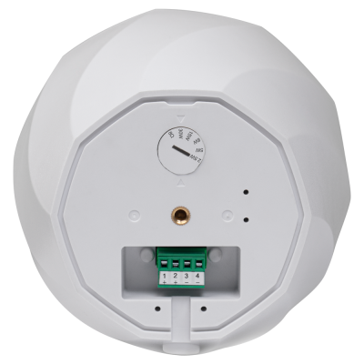 Base branca de dispositivo eletrónico com dial e conector verde