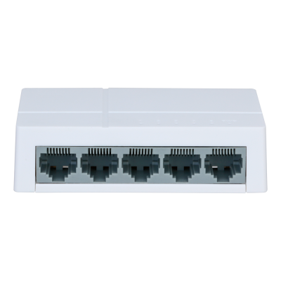 Interruptor de rede Ethernet branco com cinco portas