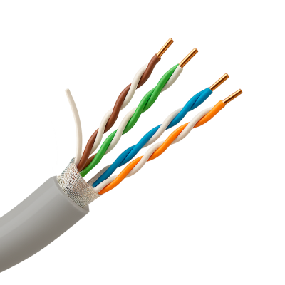 Cabo de rede com fios de cobre isolados coloridos