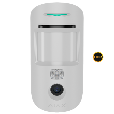 Detector de movimento branco com câmara e luz LED