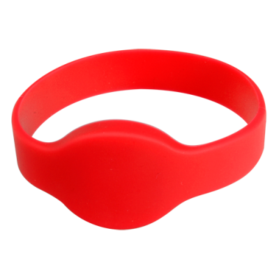 Pulseira vermelha em silicone com parte central oval