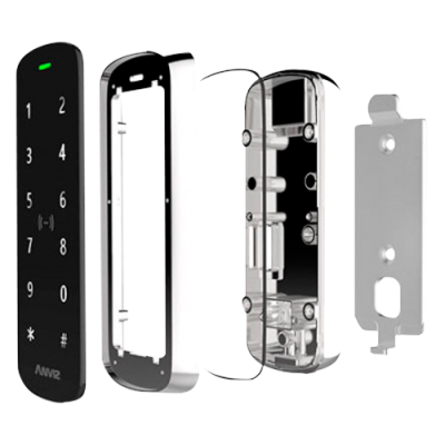 Teclado numérico preto com componentes adicionais