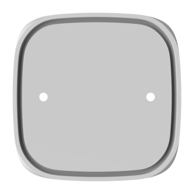 Interruptor quadrado branco com cantos arredondados e duas aberturas