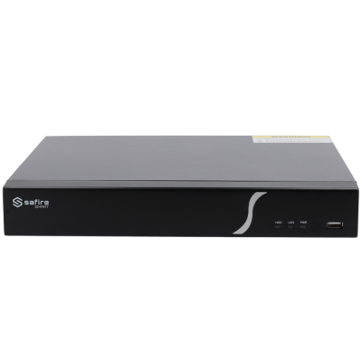 Aparelho eletrónico preto Safira Smart com luzes indicadoras e porta USB