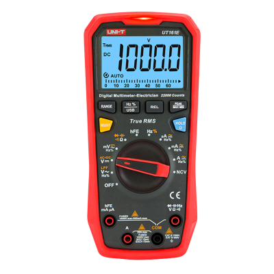 Multímetro digital vermelho e preto UNI-T UT161E com ecrã LCD