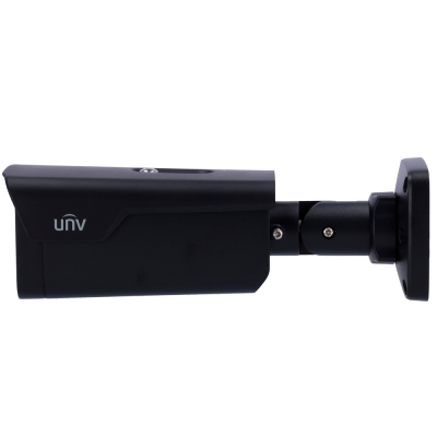 Câmara de segurança preta com suporte ajustável e logótipo unv