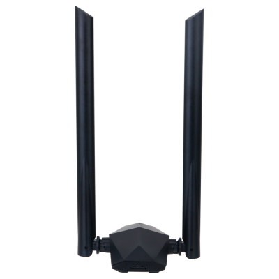 Antena Wi-Fi preta com duas antenas verticais