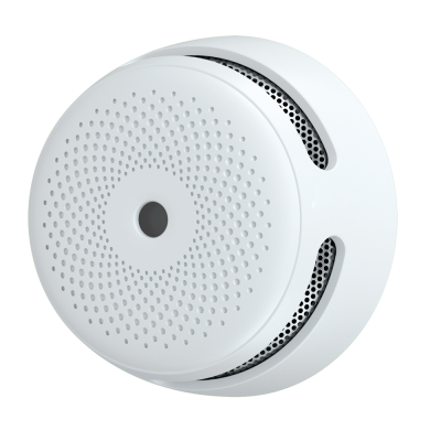 Dispositivo redondo branco com furos e grelhas laterais pretas