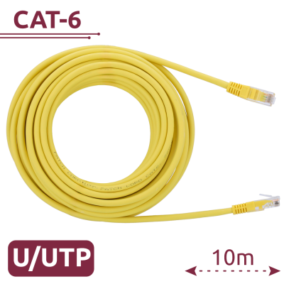 Cabo de rede CAT-6 amarelo de 10 metros com conectores RJ45