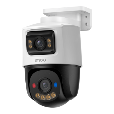 Câmara de segurança Imou branca e preta com lentes e LEDs coloridos