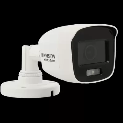 Câmara de vigilância branca HIKVISION HiWatch Series com lente preta e suporte ajustável