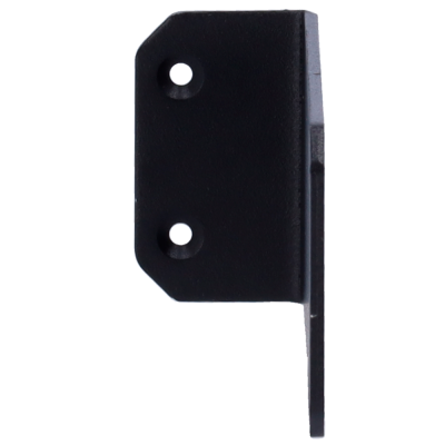 Peça preta com dois buracos circulares para fixação