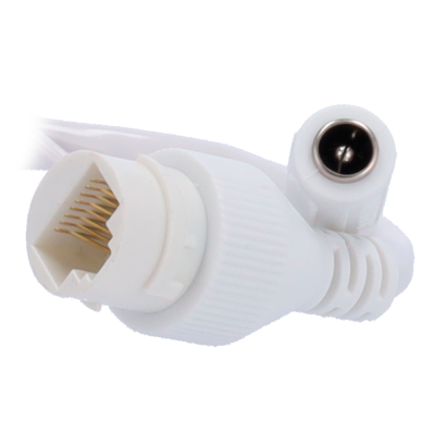 Cabo com conector RJ45 e ficha de alimentação branca