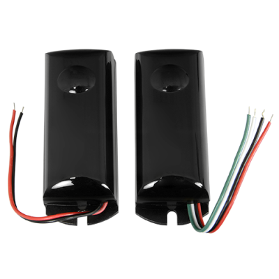 Par de sensores pretos com cabos elétricos multicoloridos