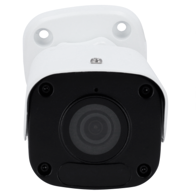Câmara de vigilância branca e preta com lente circular