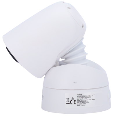 Câmara de segurança WiFi IP Reolink branca com etiqueta técnica na base