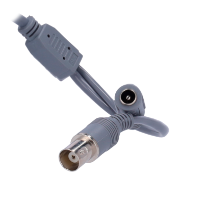 Cabo cinzento com conector BNC e filtro ferrite