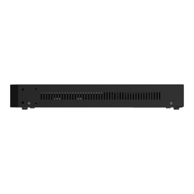 Dispositivo eletrónico preto tipo rackmount com ventoinhas de lado perfurado
