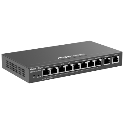 Switch de rede preto Ruijie Reyee com várias portas LAN e WAN