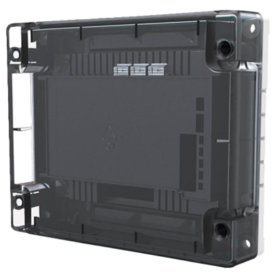 Caixa plástica preta translúcida para componentes eletrónicos