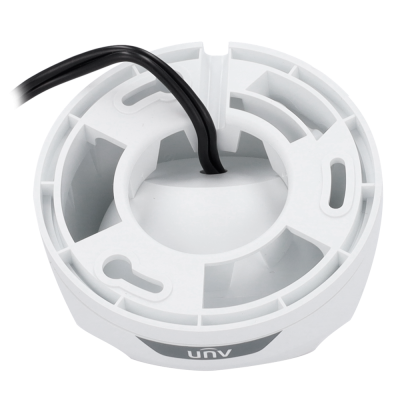 Base de montagem branca com cabo preto e etiqueta UNV