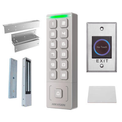 Conjunto de sistema de acesso Hikvision com teclado numérico e acessórios