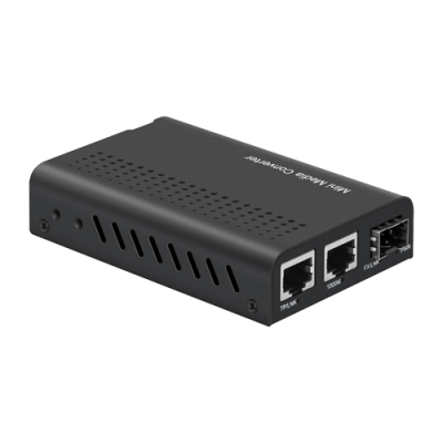 Adaptador de rede metálico preto com três portas Ethernet