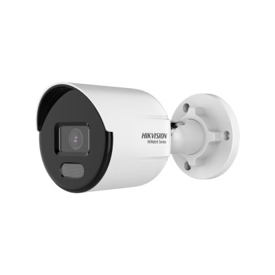 Câmara de segurança HIKVISION HiWatch Series branca e preta montada