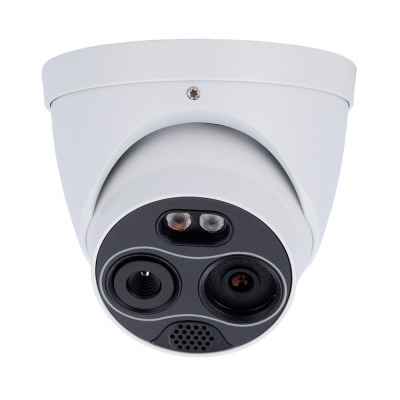 Câmara de segurança de teto branca e cinza com lente dupla