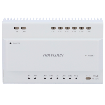 Dispositivo eletrónico branco HIKVISION com botões e indicadores etiquetados