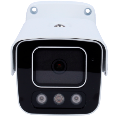 Câmara de segurança branca e preta com LEDs na frente