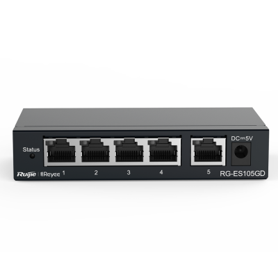 Comutador de rede com cinco portas Ethernet Ruijie Reyee RG-ES105GD