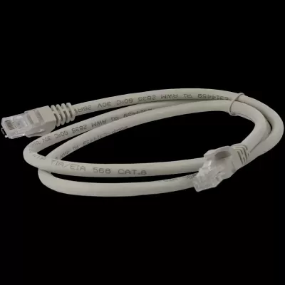 Cabo de rede ethernet cinza com conectores RJ45