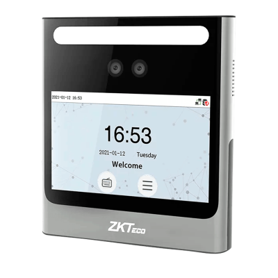Leitor biométrico e reconhecimento facial ZKTeco com ecrã digital a cores e data