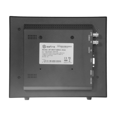 Monitor Safira SF-MTNT10BNC-XGA preto com várias entradas de vídeo e áudio