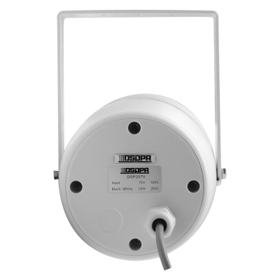 Coluna de som DSPPA branca com cabo e suporte metálico