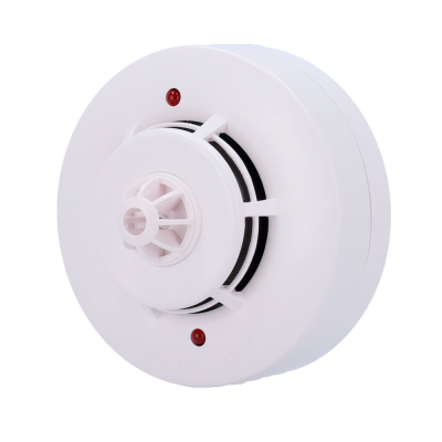 Detector de fumo branco redondo com indicadores vermelhos e inscrição DO NOT PAINT