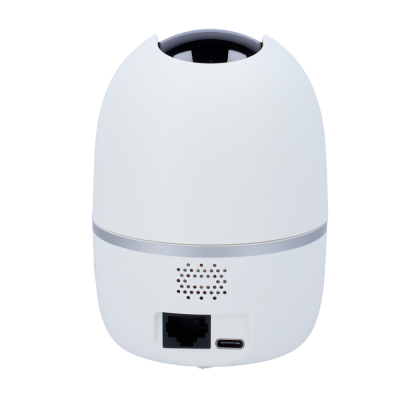 Câmara de segurança interior branca com portas Ethernet e USB-C