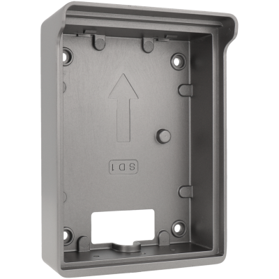 Caixa retangular cinzenta em plástico com suporte interno e texto SDI